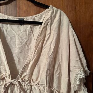 SHEIN Beige Blouse with Black Trim